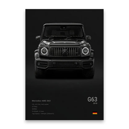 Famous Cars M5 918 GT3 G63 STO SLS Canvas Wall Art Poster