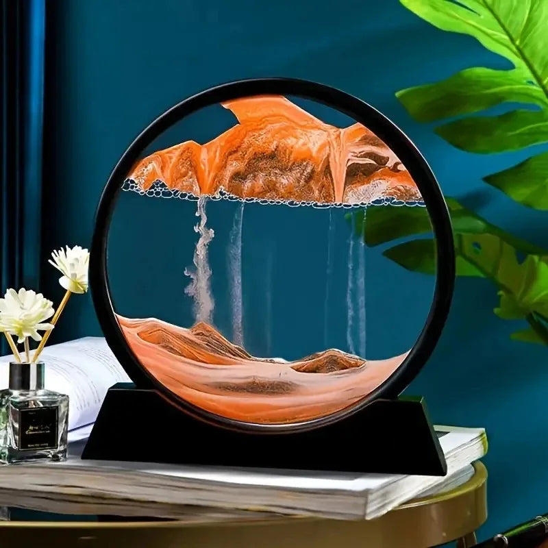 3D Hourglass Quicksand Moving Sand Art Picture Round