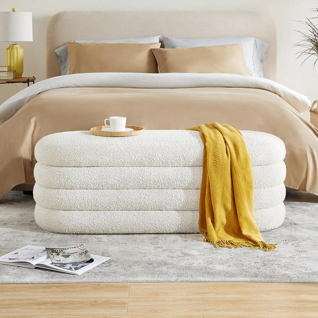 Vento 49" Fabric Upholstered Storage Ottoman