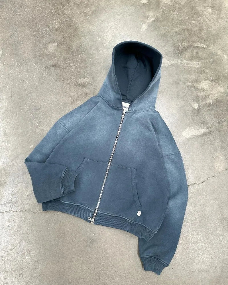 Men's Blue Gradient Zipper Hoodies