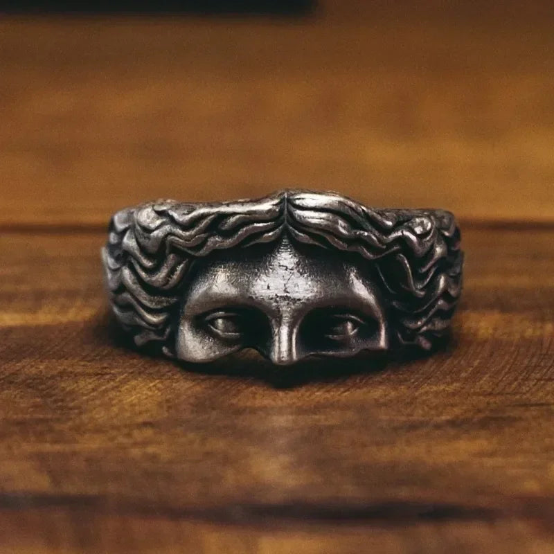 Renaissance Sculpture Half Face Ring for Men