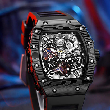 MUSANFIGO barrel shaped design, luxurious fully automatic mechanical men's watch, waterproof and luminous trendy watch