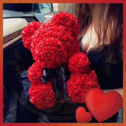 Valentine's Day Rose Bear: Artificial Flower Teddy Bear with Box Lights for Women