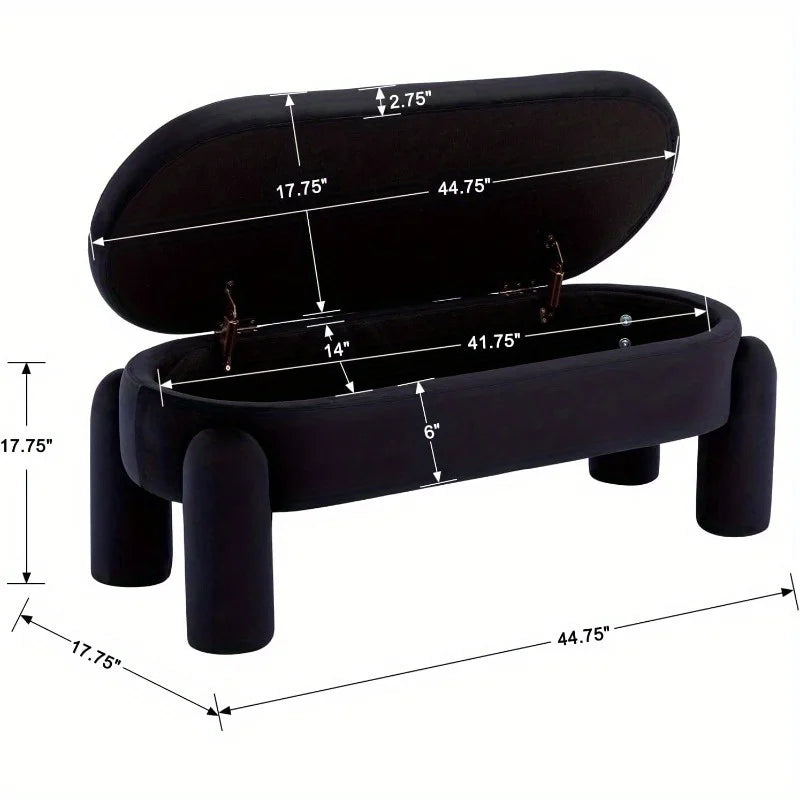 Duomay Velvet Storage Ottoman Bench