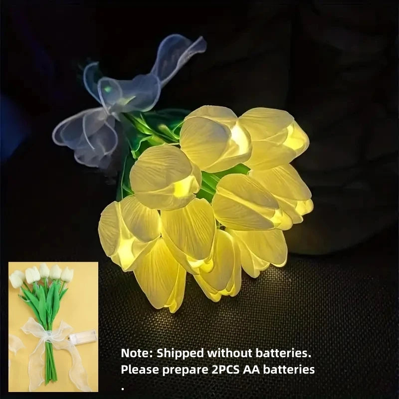 10 PCS LED Tulip Flowers Table Lamp Artificial Bouquets Night Light Home Decor Gifts