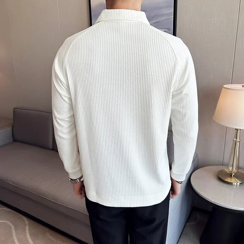 Korean Style: Polo Shirts 2025 A/W Knit Slim Fit