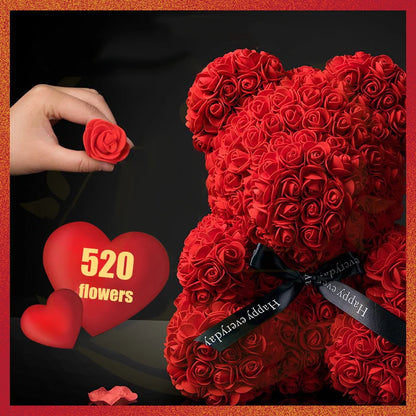 Valentine's Day Rose Bear: Artificial Flower Teddy Bear with Box Lights for Women