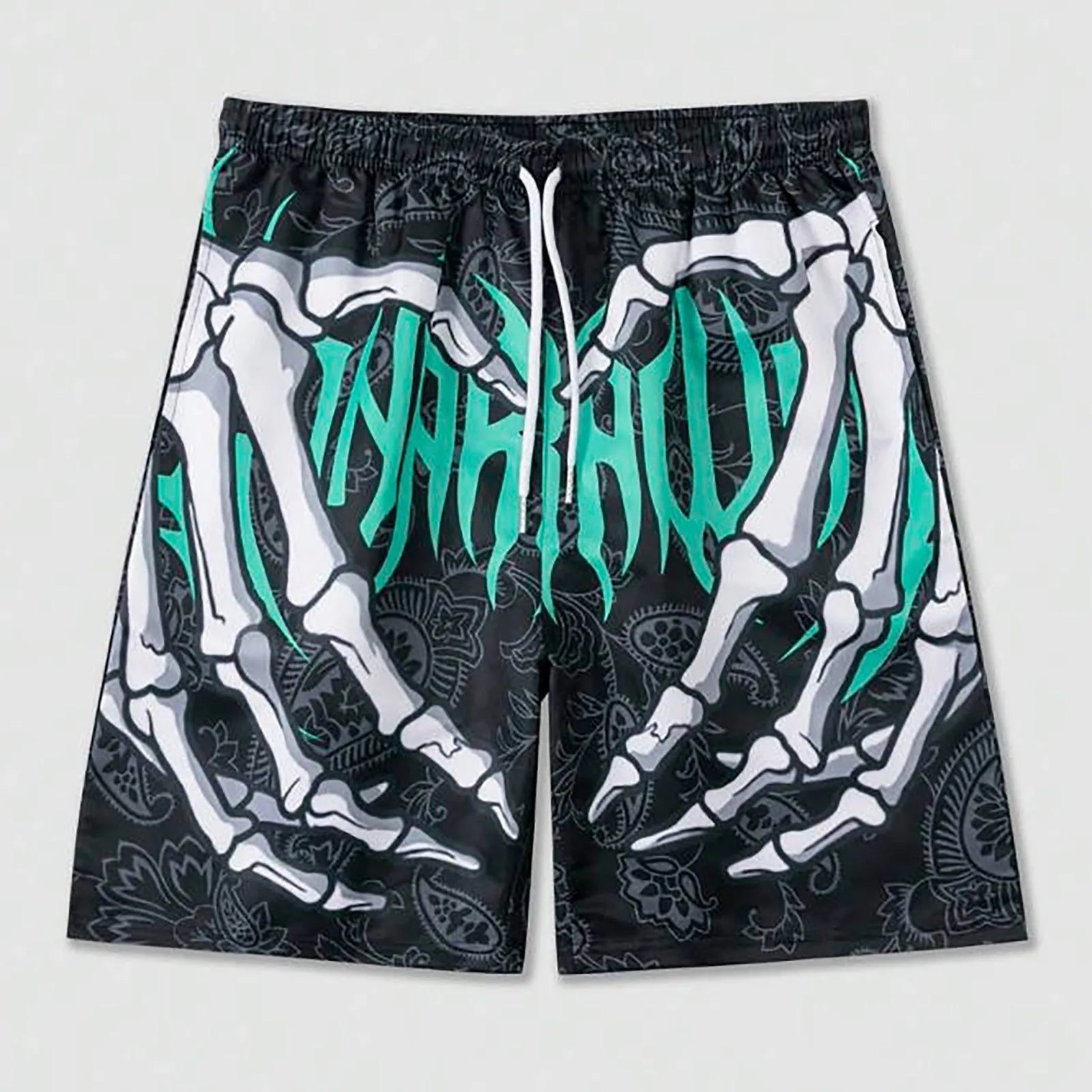 Men's Elastic Waist Handprint Beach Shorts