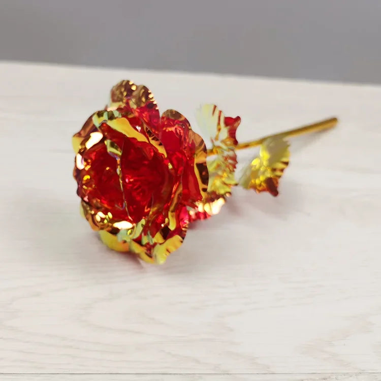 Valentine's Day Gift for Girlfriend Eternal Flower Colorful Foil Rose Flower in Box Artificial Flower