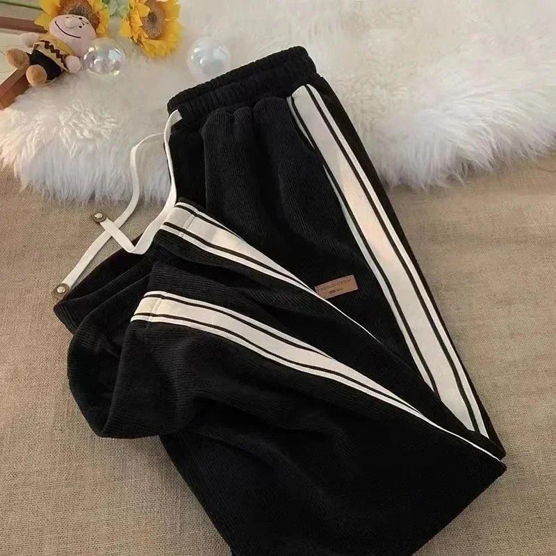 2025 Corduroy Striped Sweatpants Women