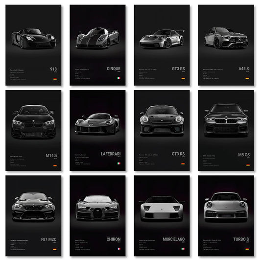 Famous Cars M5 918 GT3 G63 STO SLS Canvas Wall Art Poster