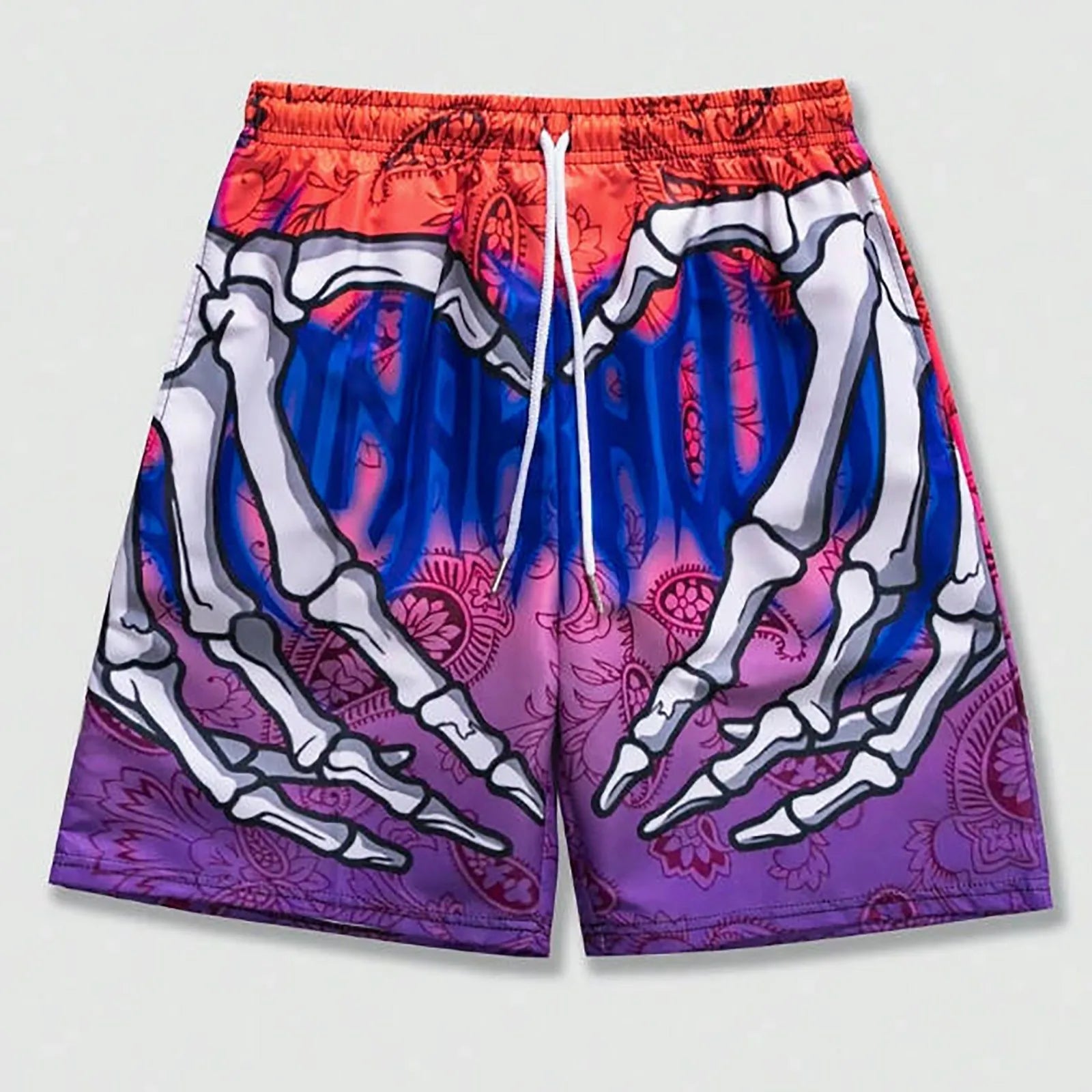 Men's Elastic Waist Handprint Beach Shorts