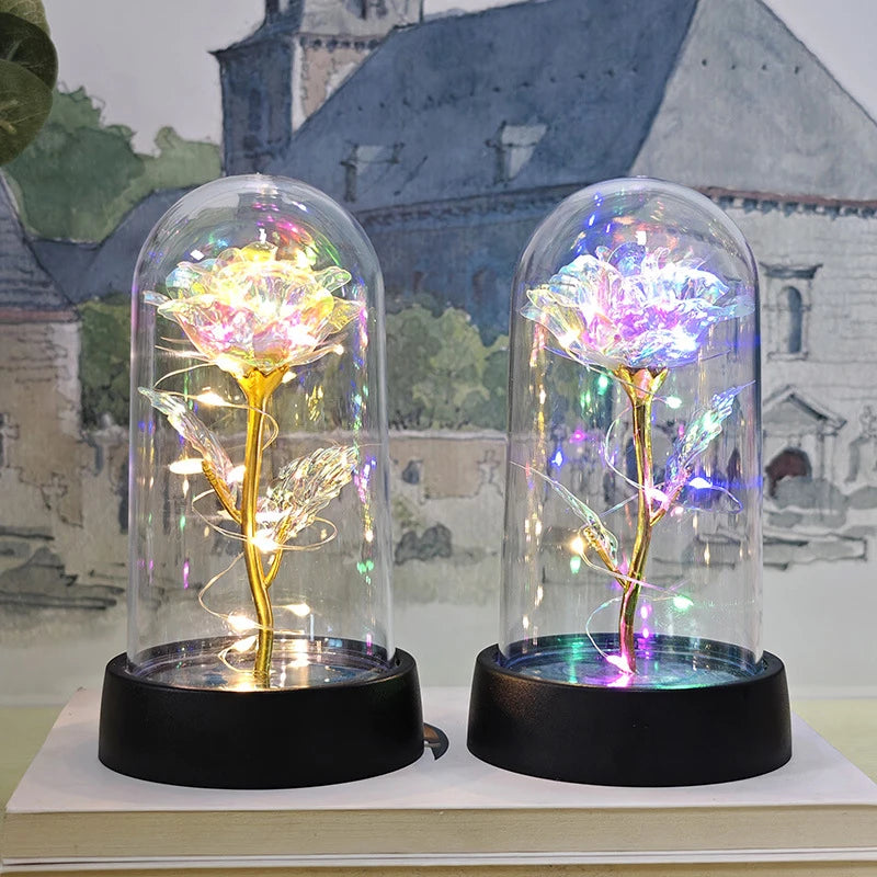 LED Light Foil Rose Night Lamp Gift for Girlfriend Eternal Wedding Decor