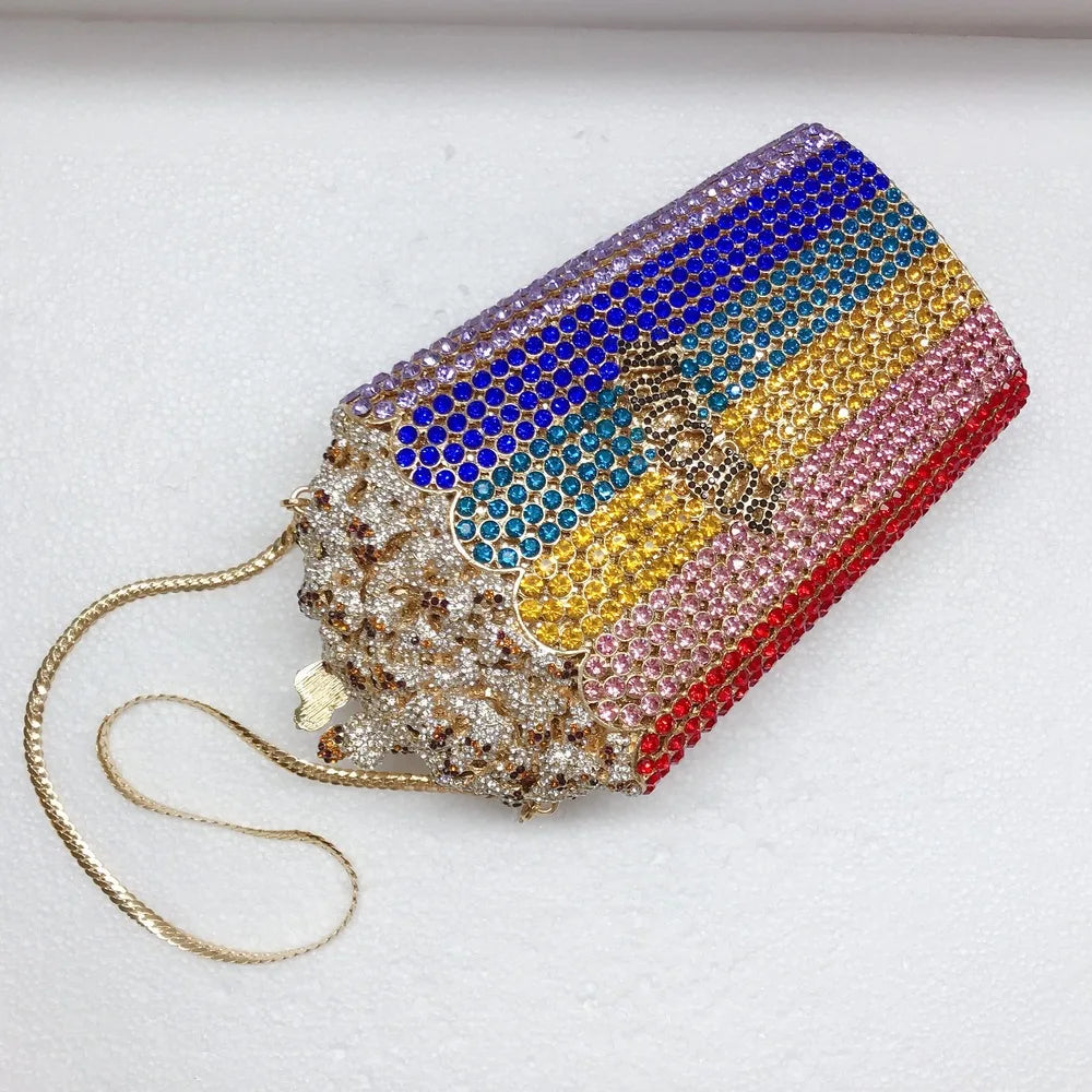 Elegant Crystal Popcorn Clutch Bags for Womens Clutches