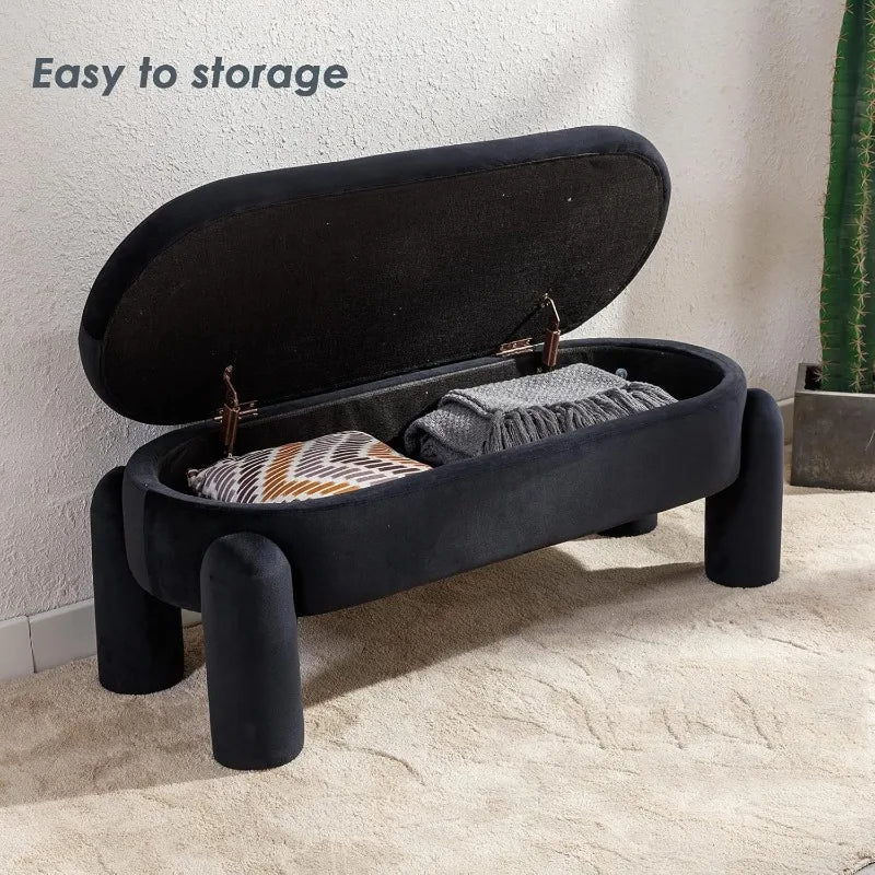 Duomay Velvet Storage Ottoman Bench