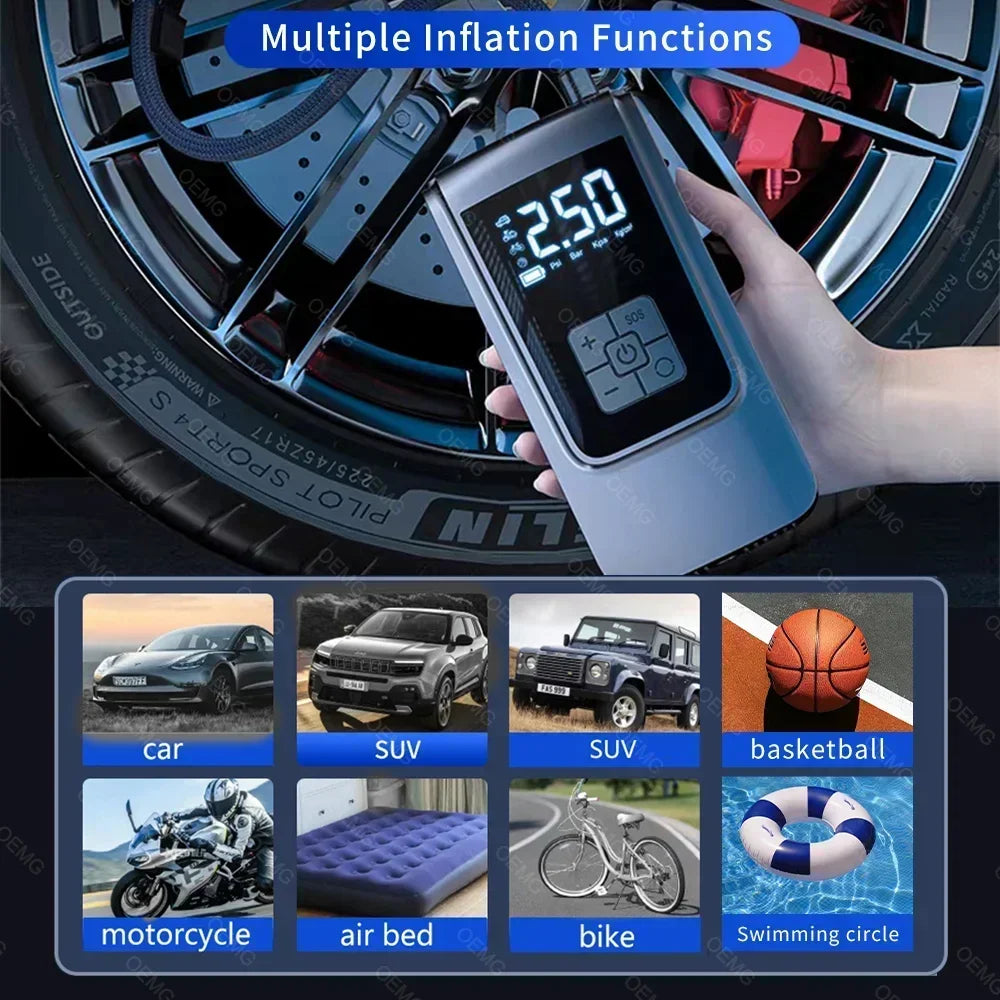 Car Air Pump Portable Air Compressor Electric Tire Inflator with LCD Digital Display for Car Motorcycles Bicycle Ball