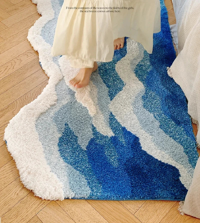 Blue Sea Pattern Tufted Rug