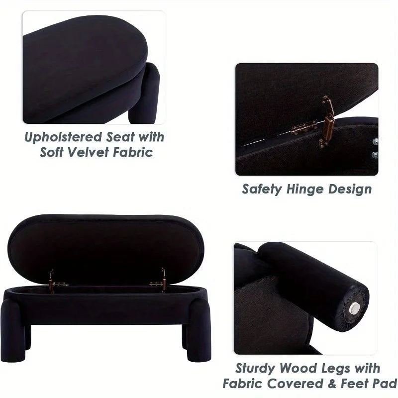 Duomay Velvet Storage Ottoman Bench
