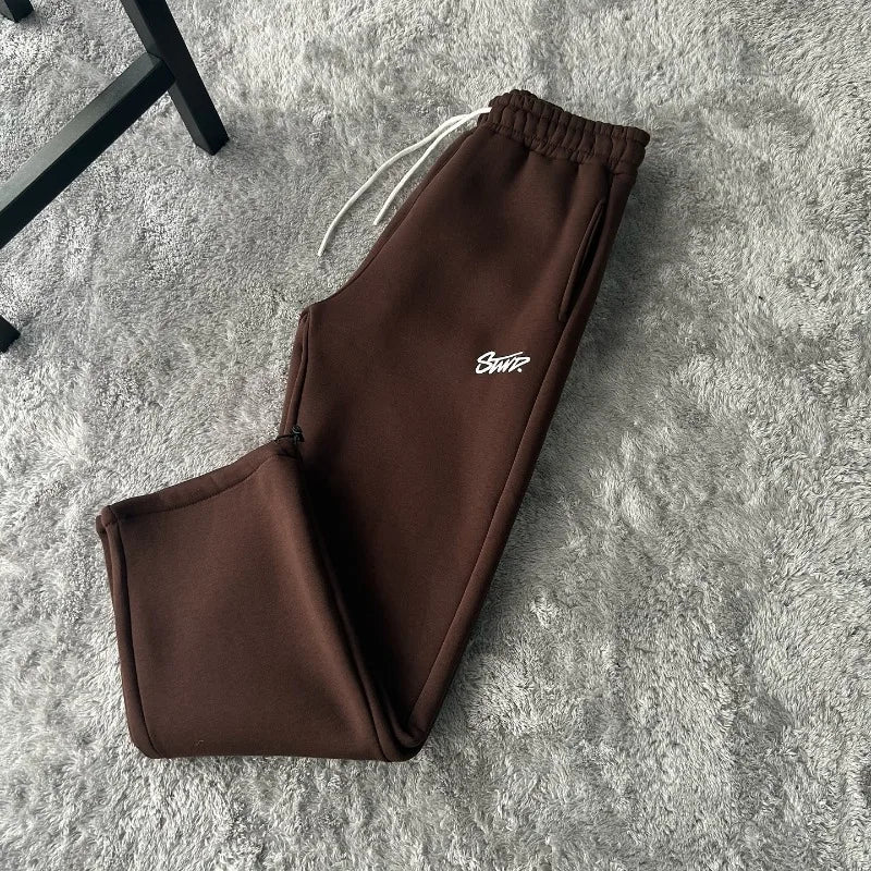 Retro high-waisted loose-fit sports pants