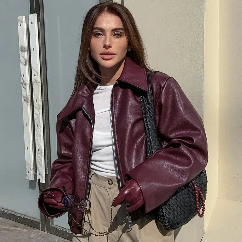 Loose Women's Leather Jacket