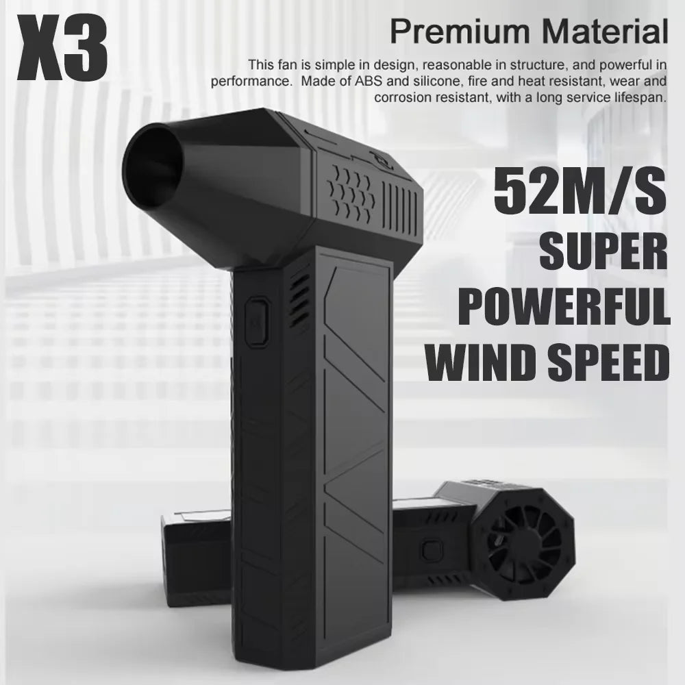 High-Speed 130,000 RPM Mini Turbo Jet Fan - Powerful Brushless Motor Handheld Duct Fan