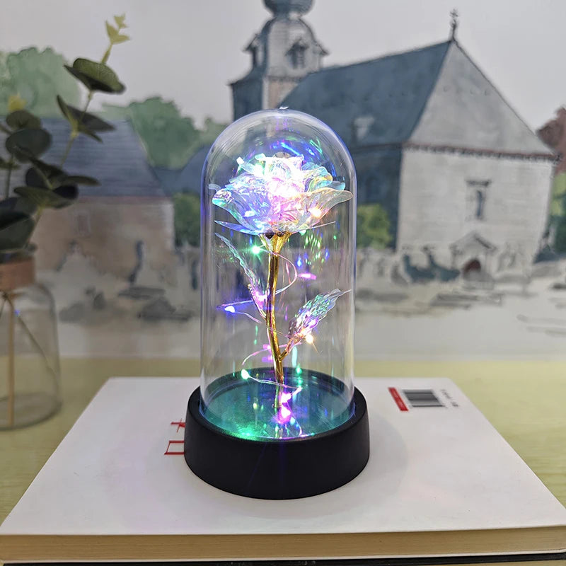 LED Light Foil Rose Night Lamp Gift for Girlfriend Eternal Wedding Decor