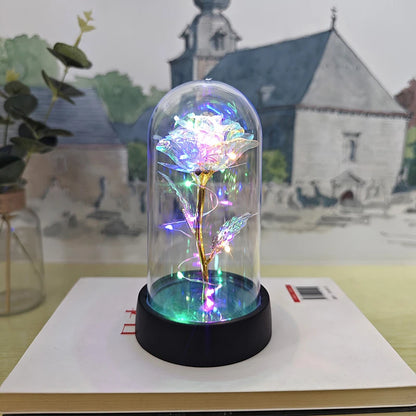 LED Light Foil Rose Night Lamp Gift for Girlfriend Eternal Wedding Decor