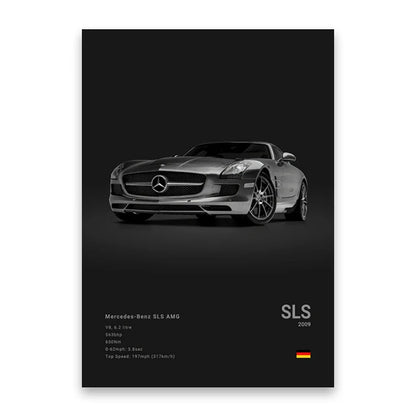 Famous Cars M5 918 GT3 G63 STO SLS Canvas Wall Art Poster