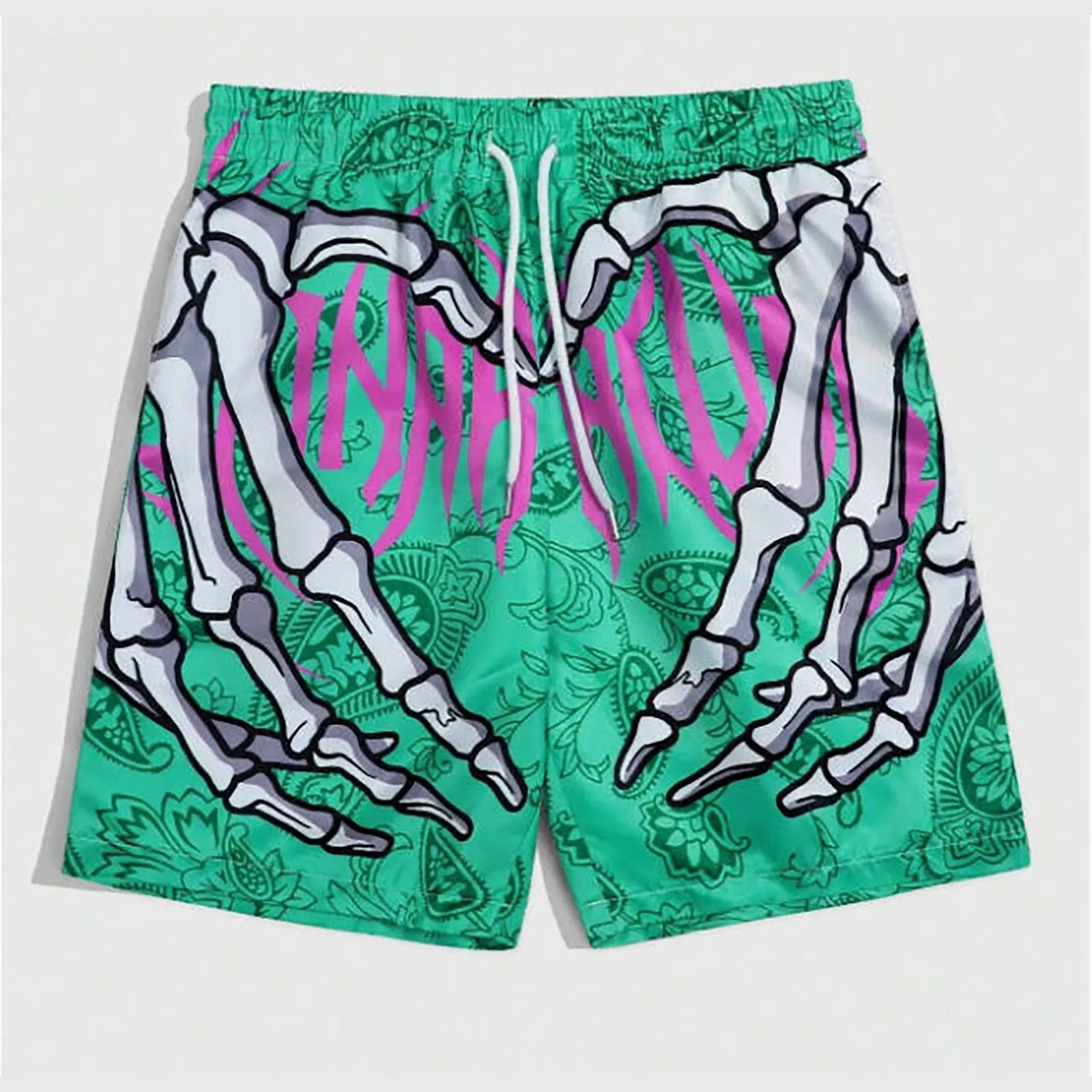 Men's Elastic Waist Handprint Beach Shorts