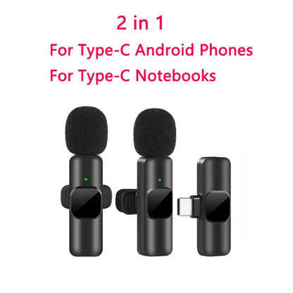 Wireless Lavalier Microphone for Portable Audio and Video Recording, Compatible with iPhone and Android; Ideal for Live Broadcasts and Gaming.