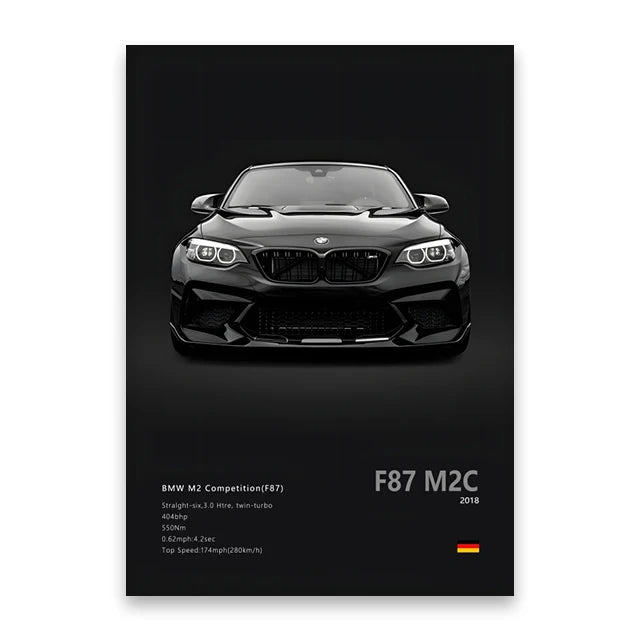 Famous Cars M5 918 GT3 G63 STO SLS Canvas Wall Art Poster