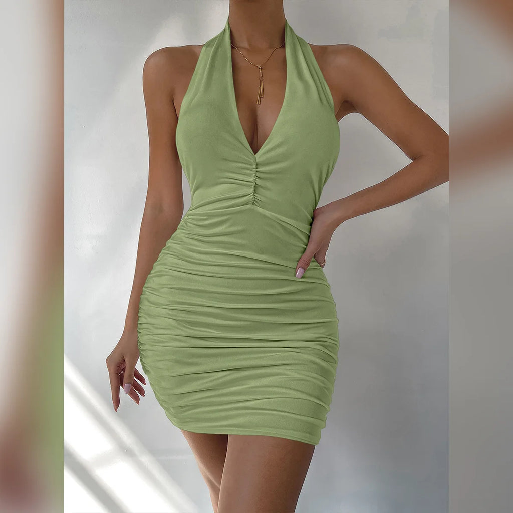 Backless Halter Mini Dress