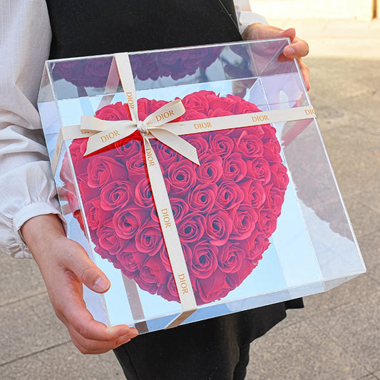 18cm Red PE Rose Heart Gift for Girlfriends - Ideal for Valentine's Day, Weddings, and Birthdays.