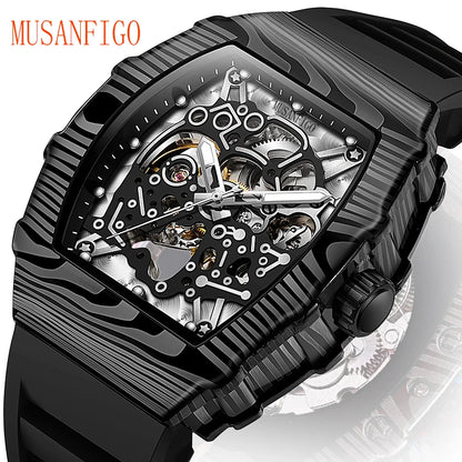 MUSANFIGO barrel shaped design, luxurious fully automatic mechanical men's watch, waterproof and luminous trendy watch