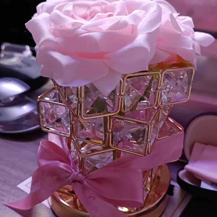 Rose Rubik's Cube Atmosphere Table Lamp Nightlight – Perfect Birthday, Qixi, or Valentine's Day Gift