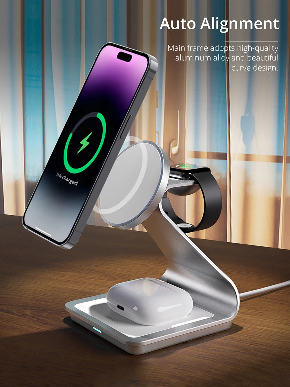 3-in-1 Wireless Charger for iPhone, Apple Watch and AirPods Pro