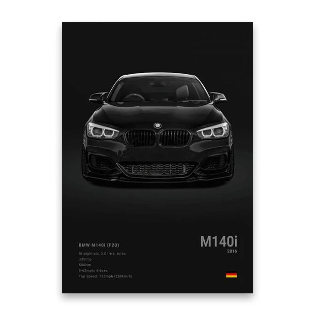 Famous Cars M5 918 GT3 G63 STO SLS Canvas Wall Art Poster