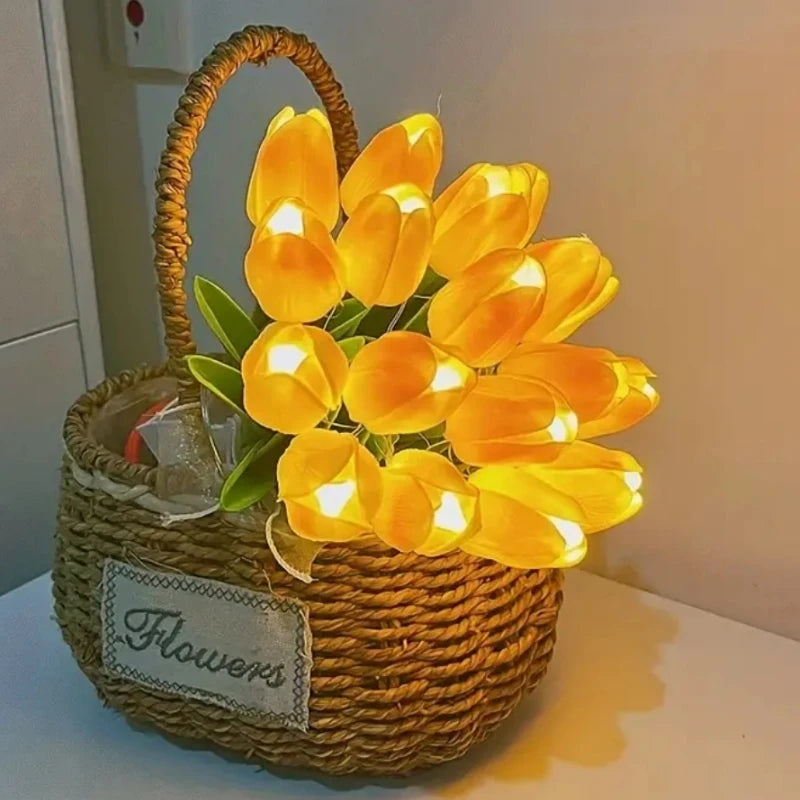 10 PCS LED Tulip Flowers Table Lamp Artificial Bouquets Night Light Home Decor Gifts