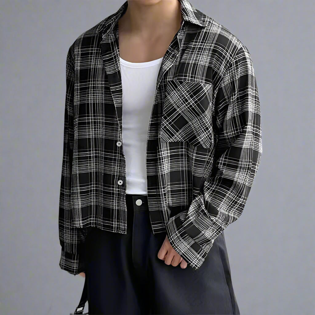 INCERUN Plaid Men's LS Shirt