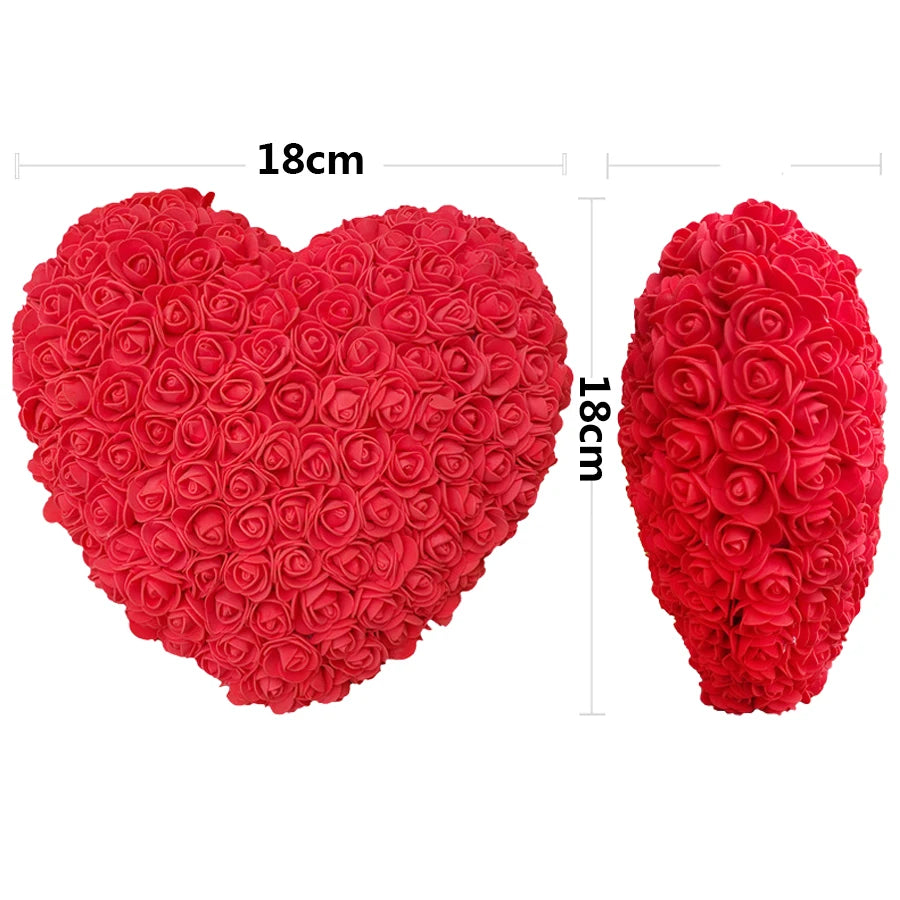 18cm Red PE Rose Heart Gift for Girlfriends - Ideal for Valentine's Day, Weddings, and Birthdays.