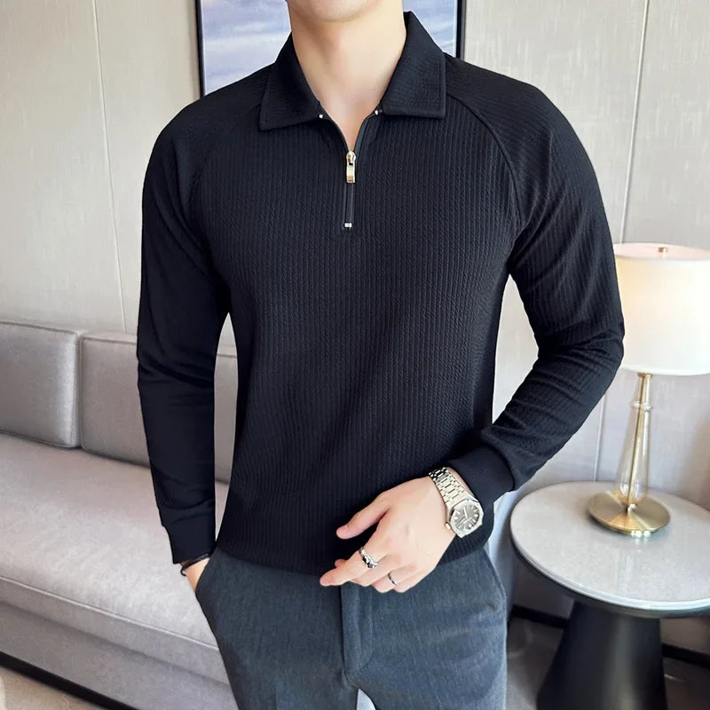 Korean Style: Polo Shirts 2025 A/W Knit Slim Fit