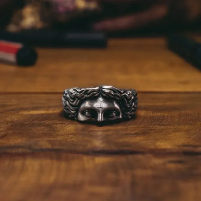 Renaissance Sculpture Half Face Ring for Men