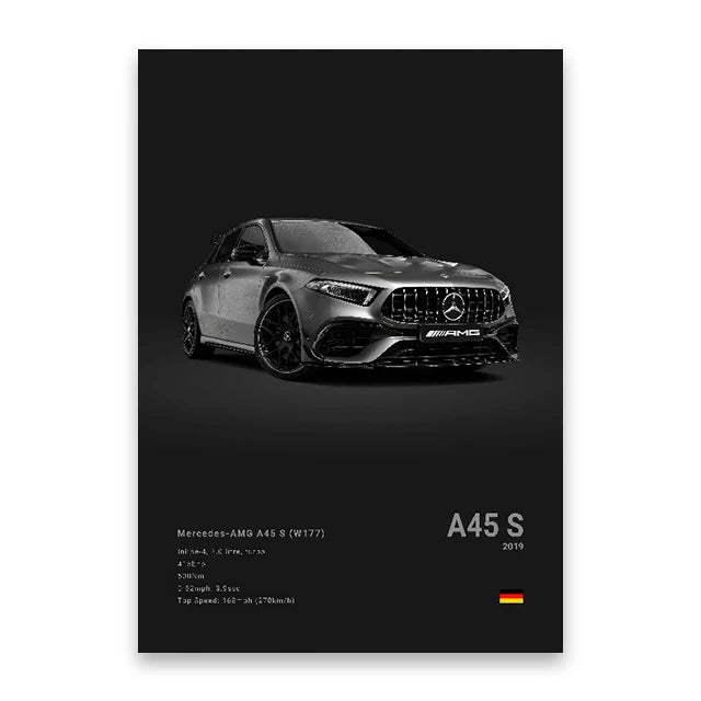 Famous Cars M5 918 GT3 G63 STO SLS Canvas Wall Art Poster