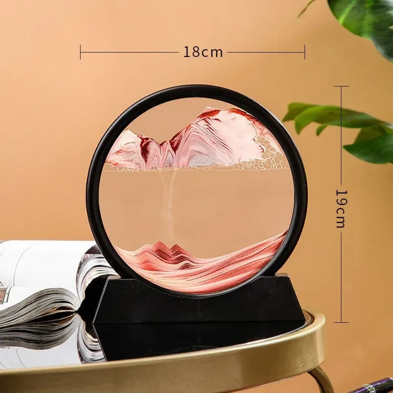 3D Hourglass Quicksand Moving Sand Art Picture Round