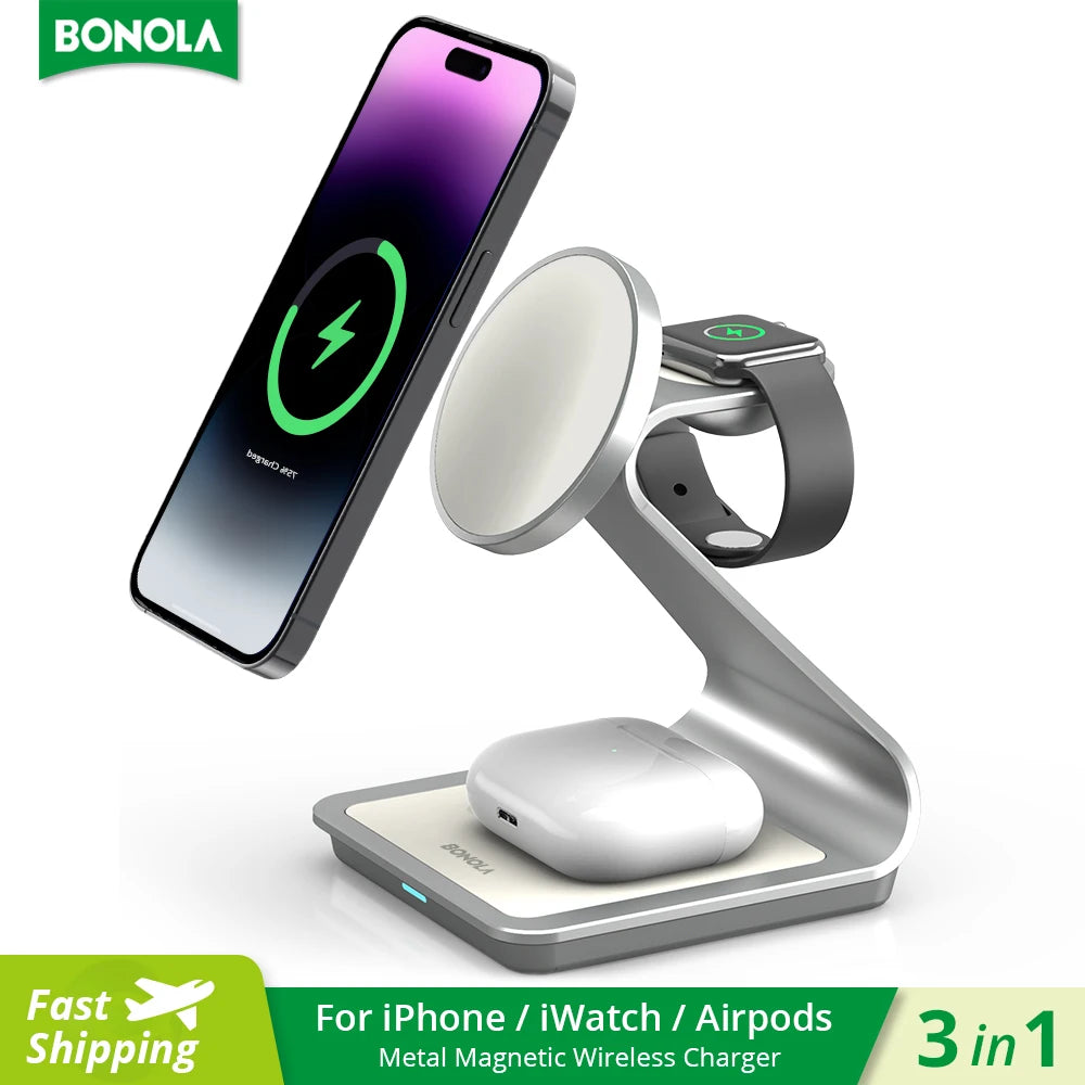 3-in-1 Wireless Charger for iPhone, Apple Watch and AirPods Pro