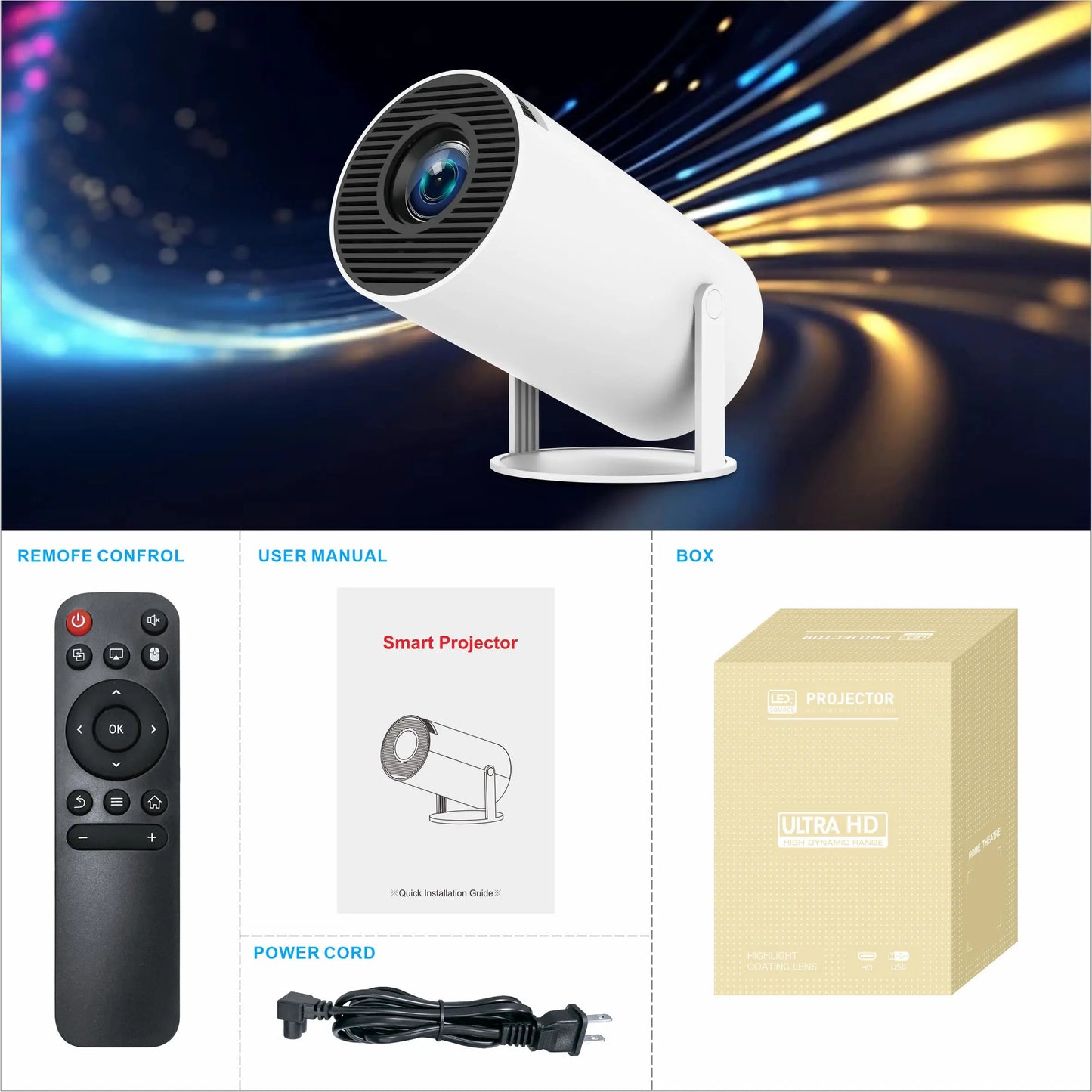 Projector HY300 PRO 4K Android 11 Dual Wifi6 260ANSI Allwinner H713 BT5.0 1080P 1280*720P Home Cinema Outdoor Projetor