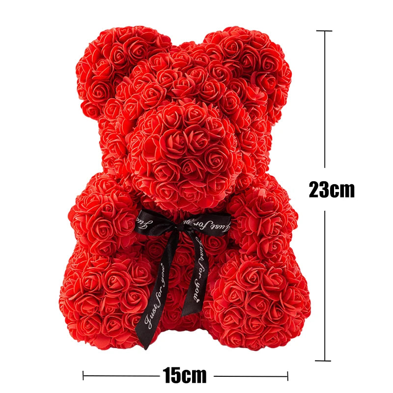 Valentine's Day Rose Bear: Artificial Flower Teddy Bear with Box Lights for Women