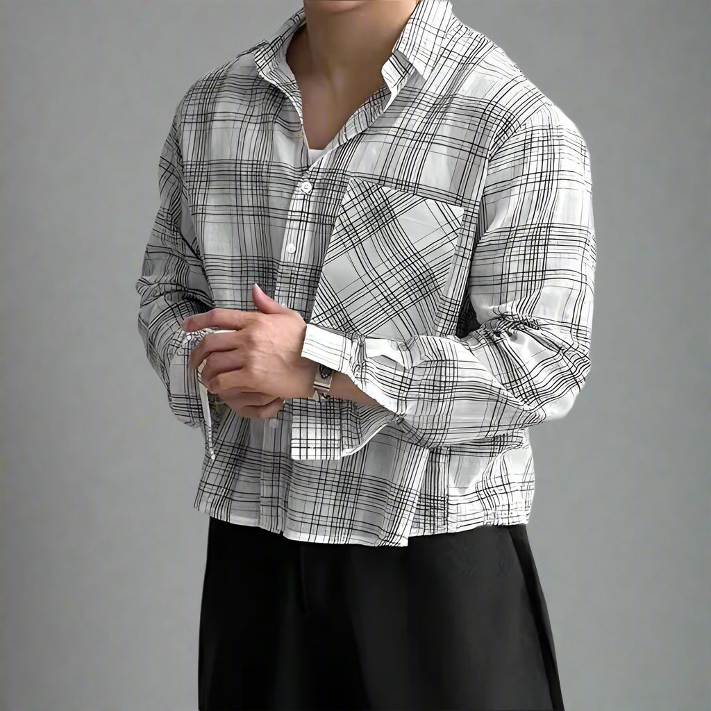 INCERUN Plaid Men's LS Shirt