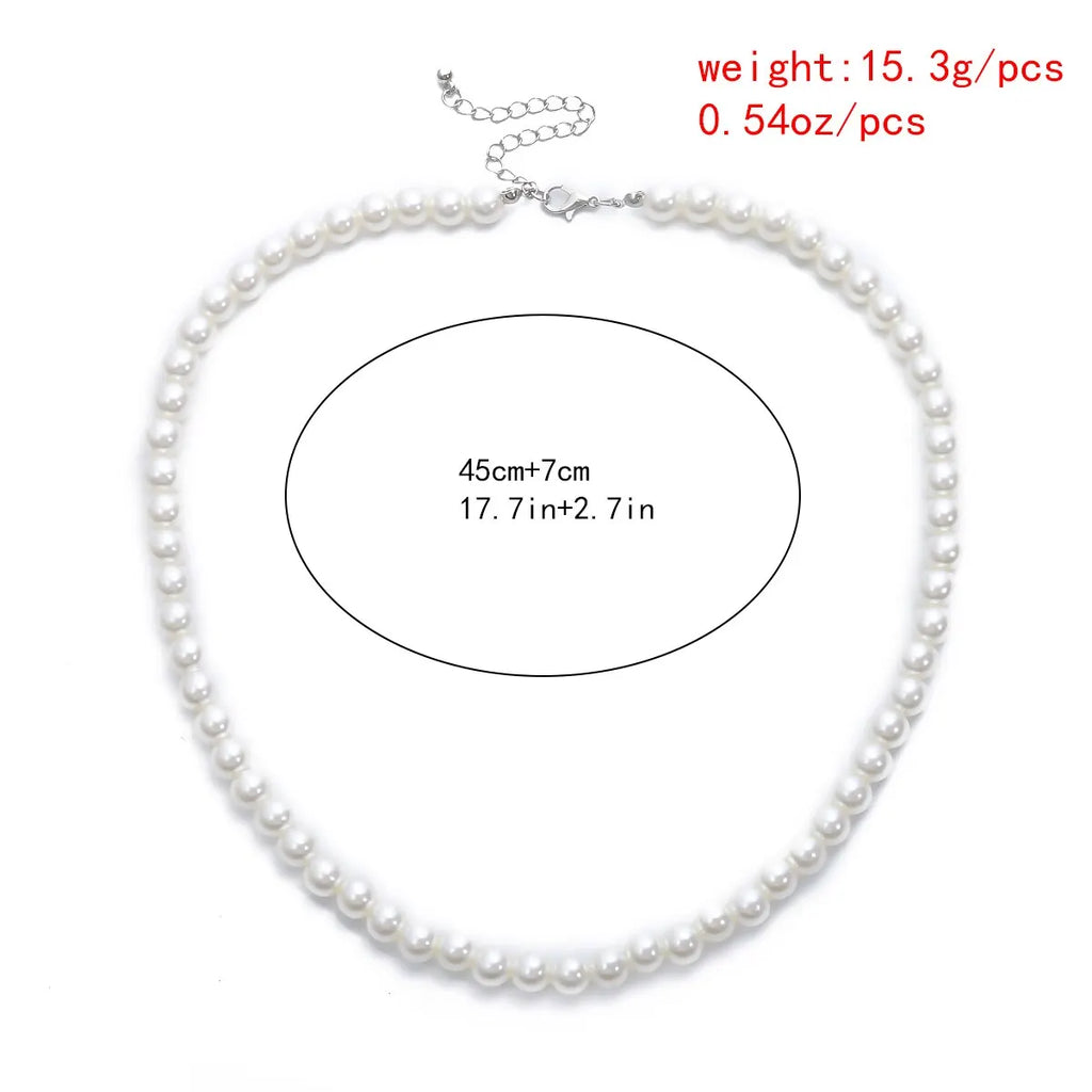 Men's White Imitation Pearl Beaded Chains.