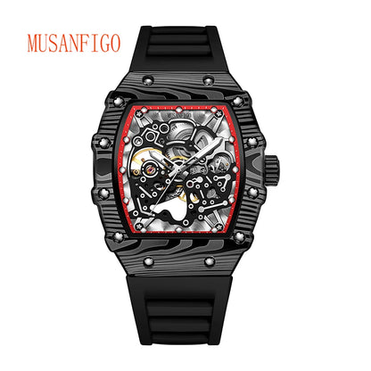 MUSANFIGO barrel shaped design, luxurious fully automatic mechanical men's watch, waterproof and luminous trendy watch